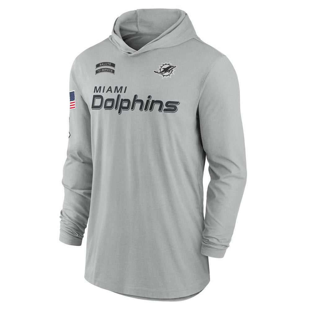 2024 Salute to Service Lightweight Dri-FIT Long Sleeve Hoodie T-Shirt - Miami Dolphins