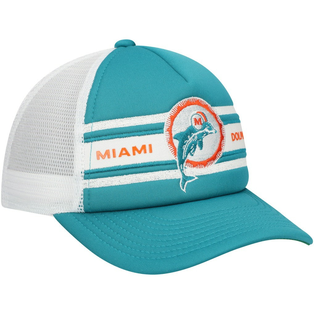 Youth Stripe Trucker Adjustable Hat - Miami Dolphins