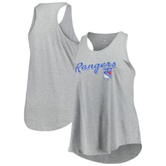 NHL Heather Gray New York Rangers Fanatics Women's Plus Size Racerback Tank Top