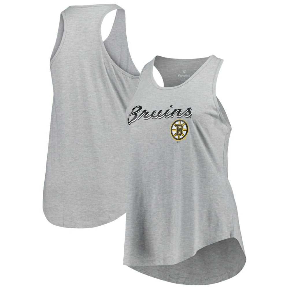 NHL Heather Gray Boston Bruins Fanatics Women's Plus Size Racerback Tank Top