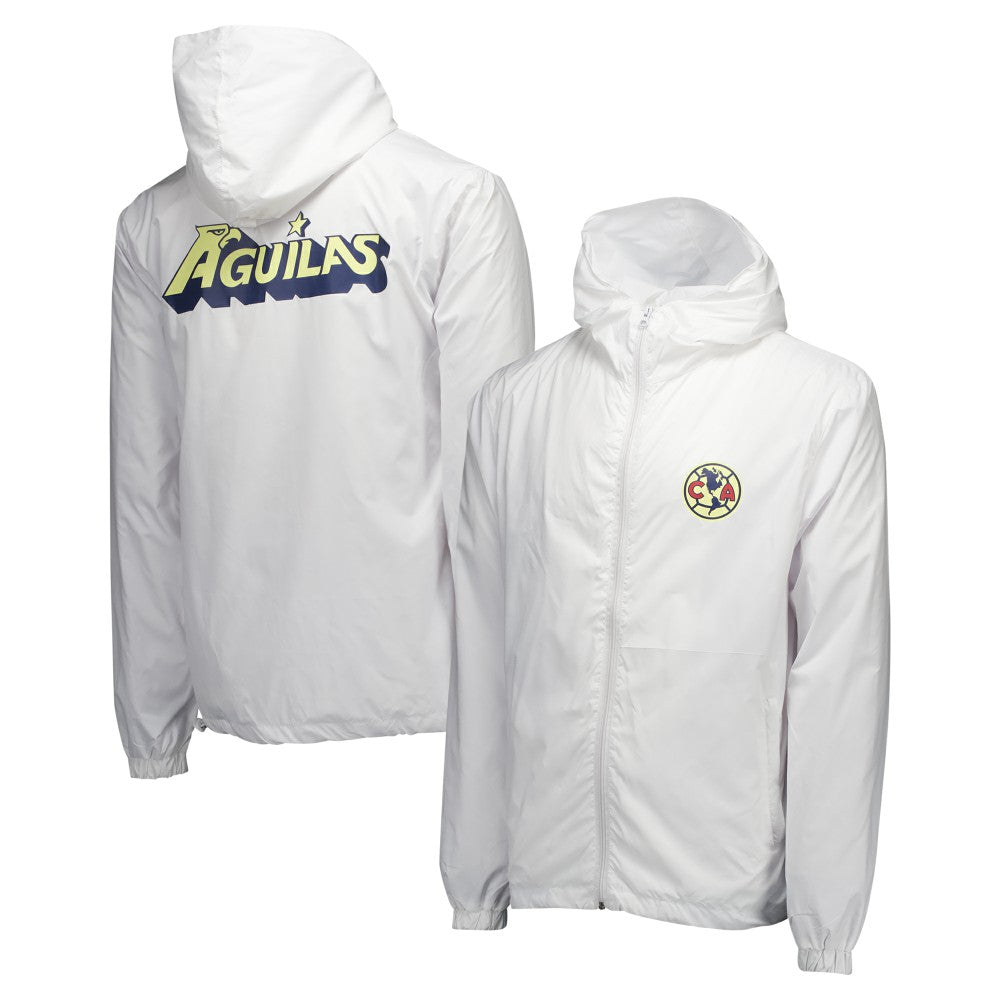 Club America Home Match Hoodie Full-Zip Windbreaker Jacket -  White
