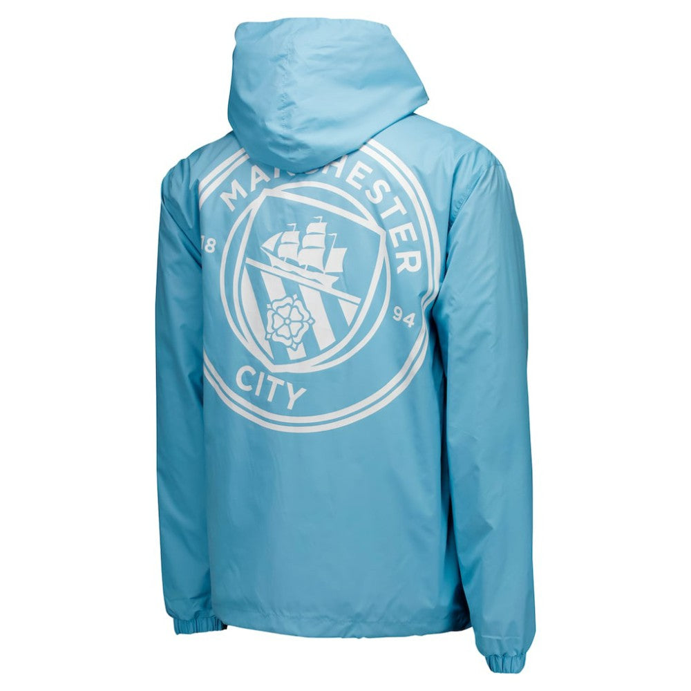 Manchester City Home Match Hoodie Full-Zip Windbreaker Jacket -  Light Blue