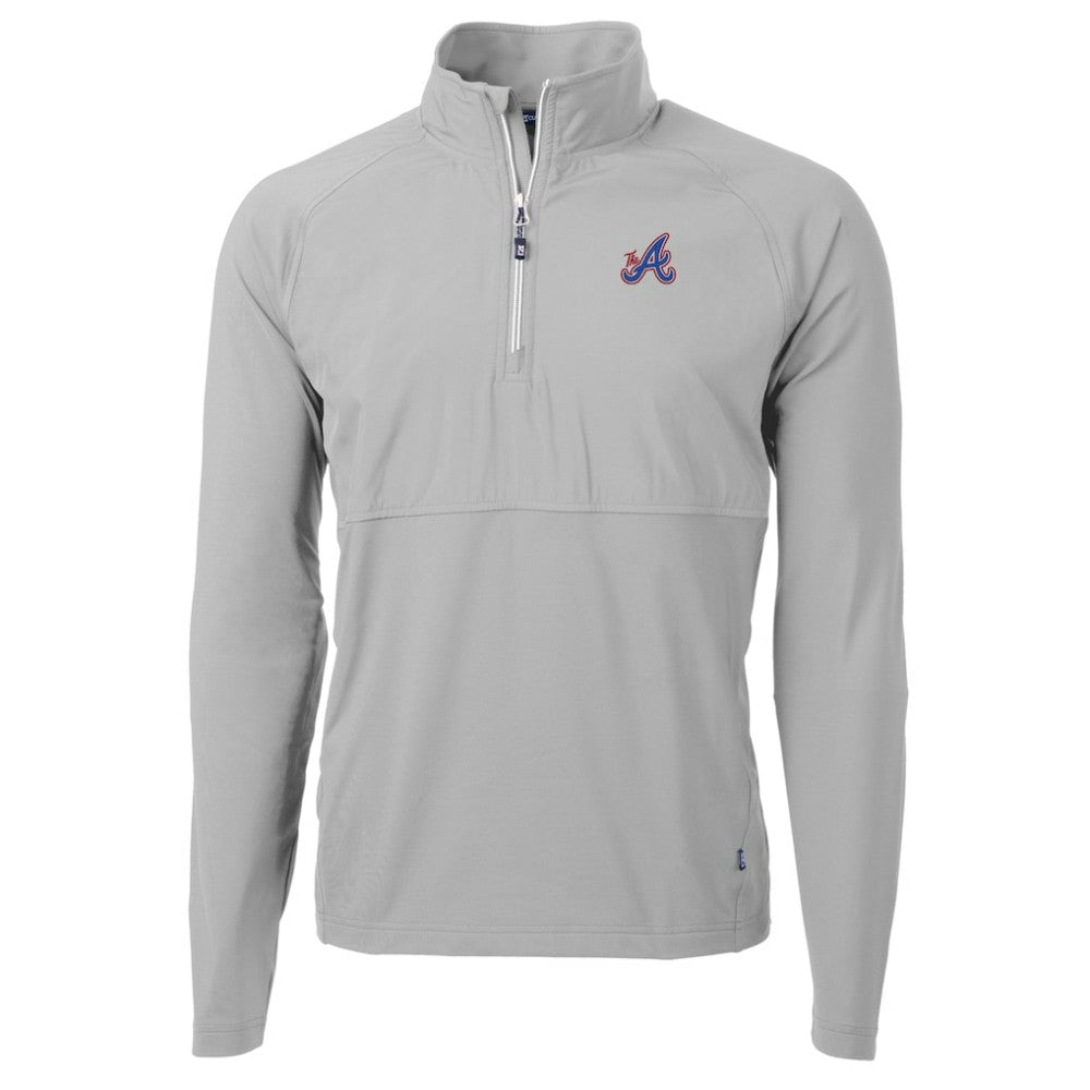 MLB Atlanta Braves Cutter & Buck City Connect Adapt Eco Knit Hybrid Recycled Quarter-Zip Pullover Top
