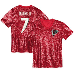 Bijan Robinson  Girls Youth Sequin V-Neck Fashion Jersey - Atlanta Falcons