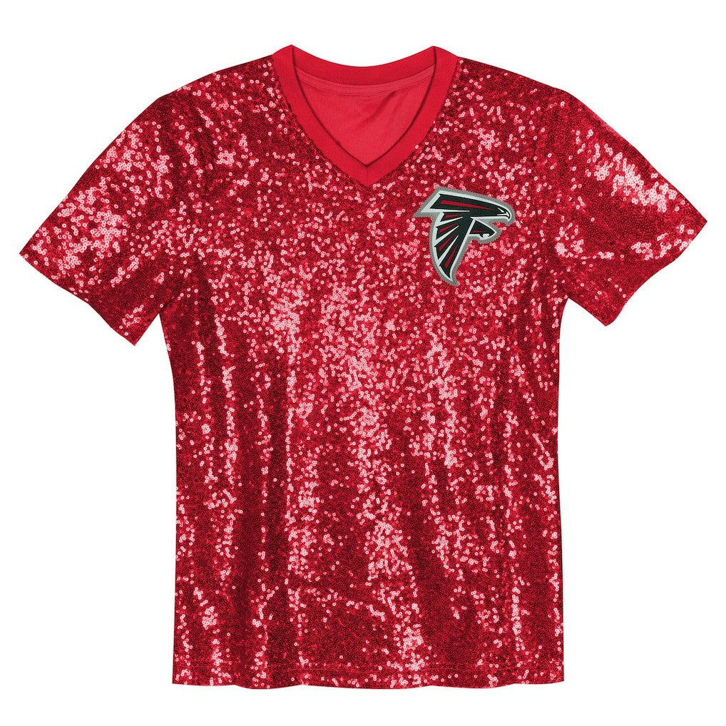 Bijan Robinson  Girls Youth Sequin V-Neck Fashion Jersey - Atlanta Falcons