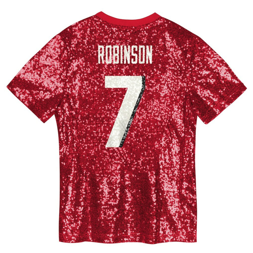 Bijan Robinson  Girls Youth Sequin V-Neck Fashion Jersey - Atlanta Falcons