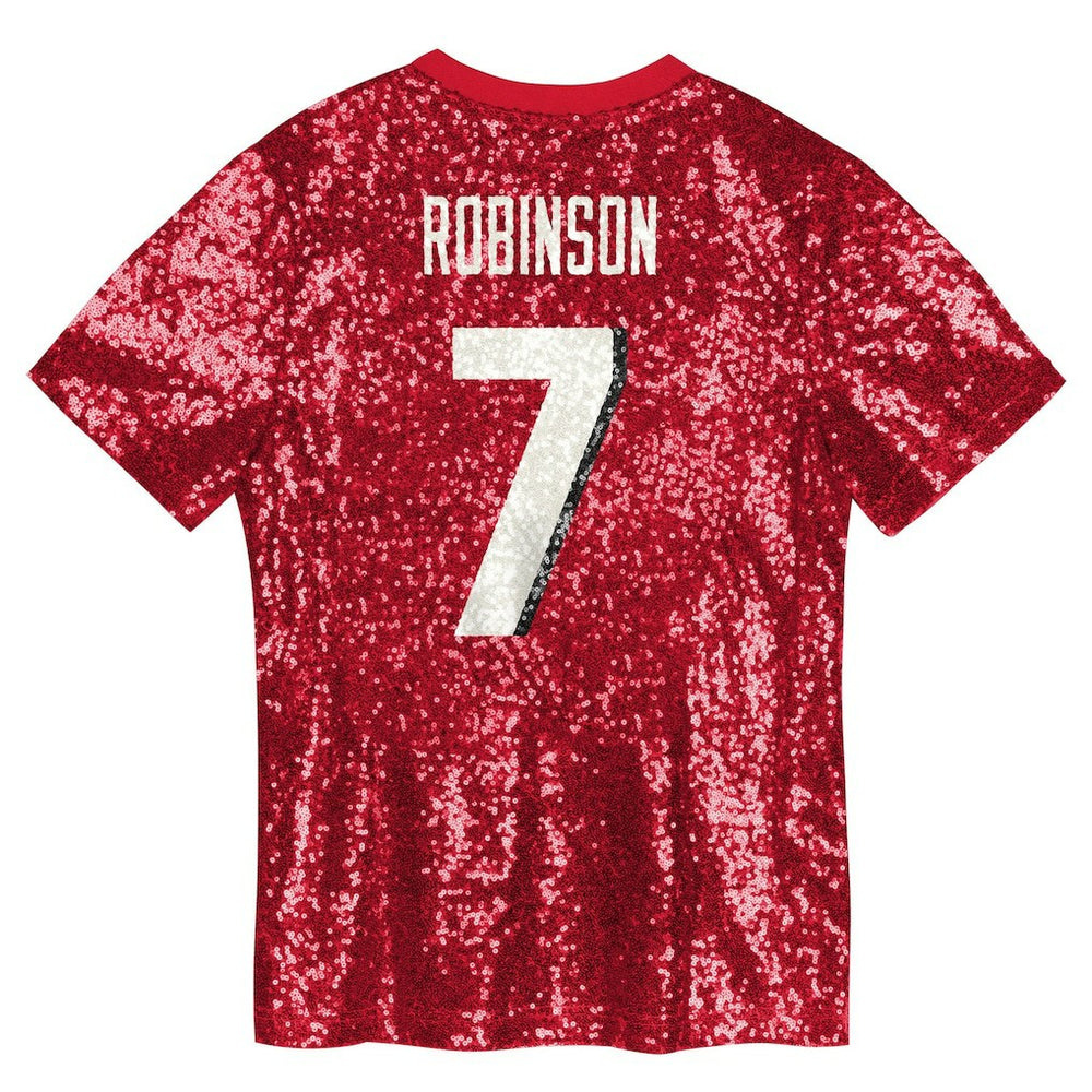 Bijan Robinson  Girls Youth Sequin V-Neck Fashion Jersey - Atlanta Falcons