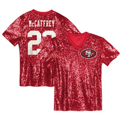 Christian McCaffrey  Girls Youth Sequin V-Neck Fashion Jersey - San Francisco 49ers