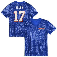 Josh Allen  Girls Youth Sequin V-Neck Fashion Jersey - Buffalo Bills
