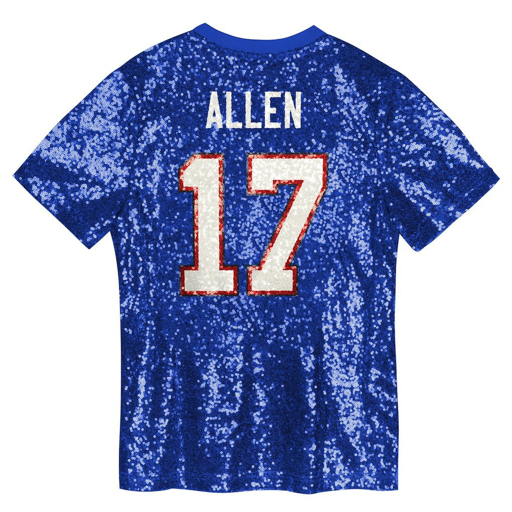 Josh Allen  Girls Youth Sequin V-Neck Fashion Jersey - Buffalo Bills