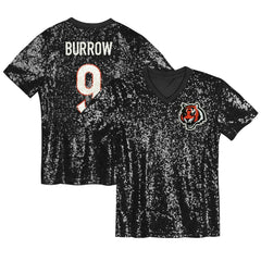 Joe Burrow  Girls Youth Sequin V-Neck Fashion Jersey - Cincinnati Bengals