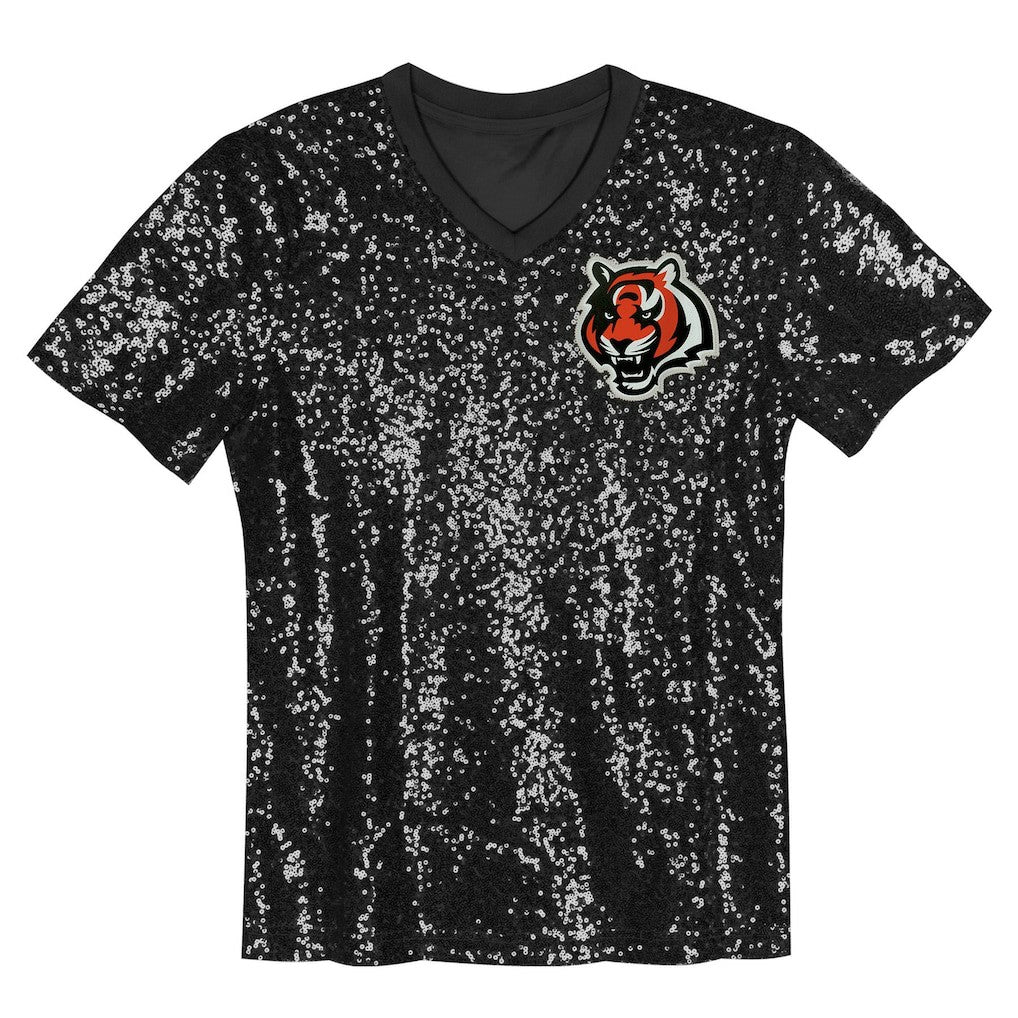 Joe Burrow  Girls Youth Sequin V-Neck Fashion Jersey - Cincinnati Bengals