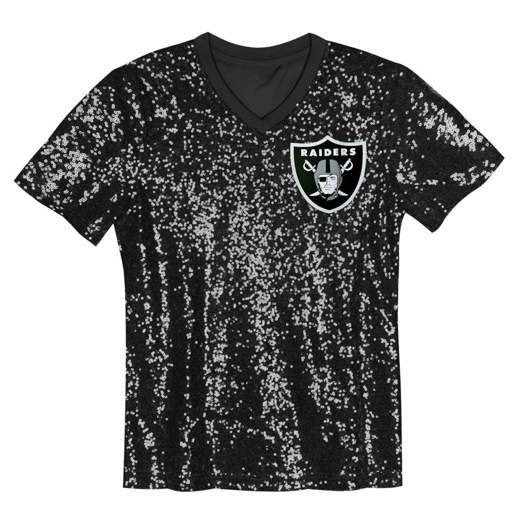 Maxx Crosby  Girls Youth Sequin V-Neck Fashion Jersey - Las Vegas Raiders