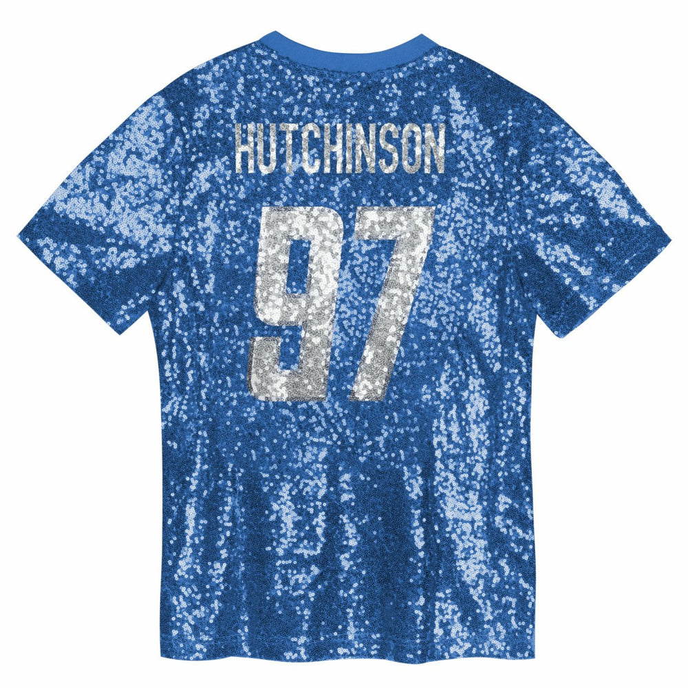 Aidan Hutchinson  Girls Youth Sequin V-Neck Fashion Jersey - Detroit Lions