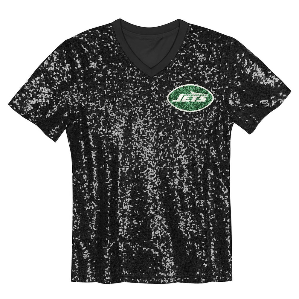 Sauce Gardner  Girls Youth Sequin V-Neck Fashion Jersey - New York Jets