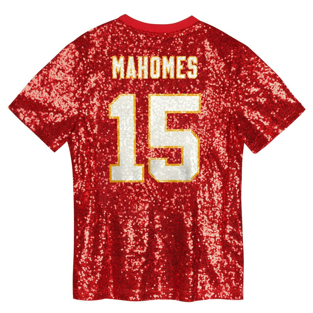 Patrick Mahomes  Girls Youth Sequin V-Neck Fashion Jersey - Kansas City Chiefs