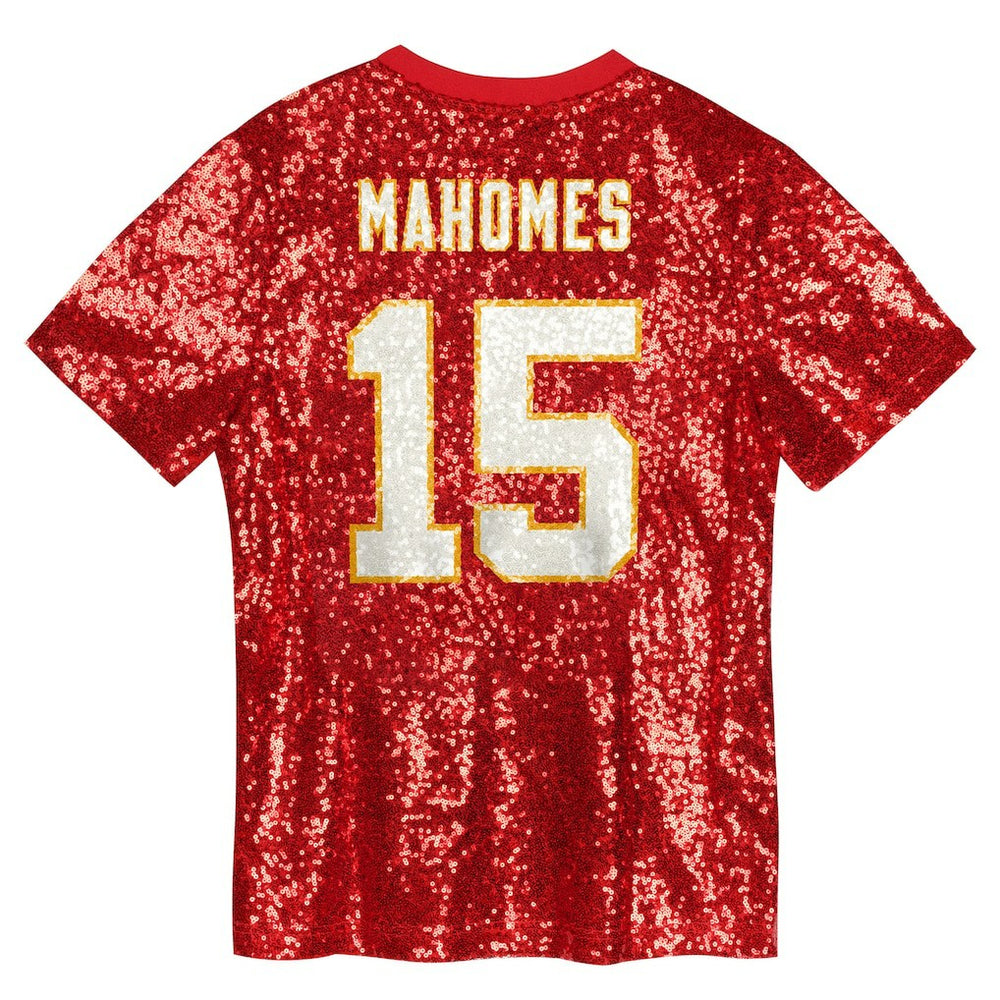 Patrick Mahomes  Girls Youth Sequin V-Neck Fashion Jersey - Kansas City Chiefs