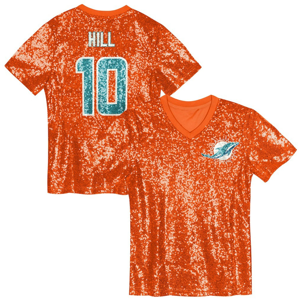 Tyreek Hill  Girls Youth Sequin V-Neck Fashion Jersey - Miami Dolphins