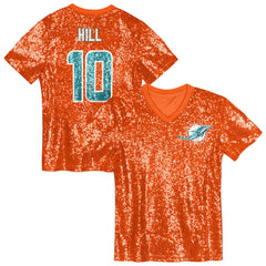 Tyreek Hill  Girls Youth Sequin V-Neck Fashion Jersey - Miami Dolphins
