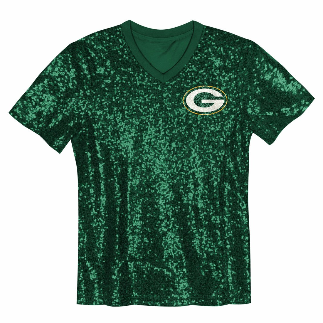 Jordan Love  Girls Youth Sequin V-Neck Fashion Jersey - Green Bay Packers