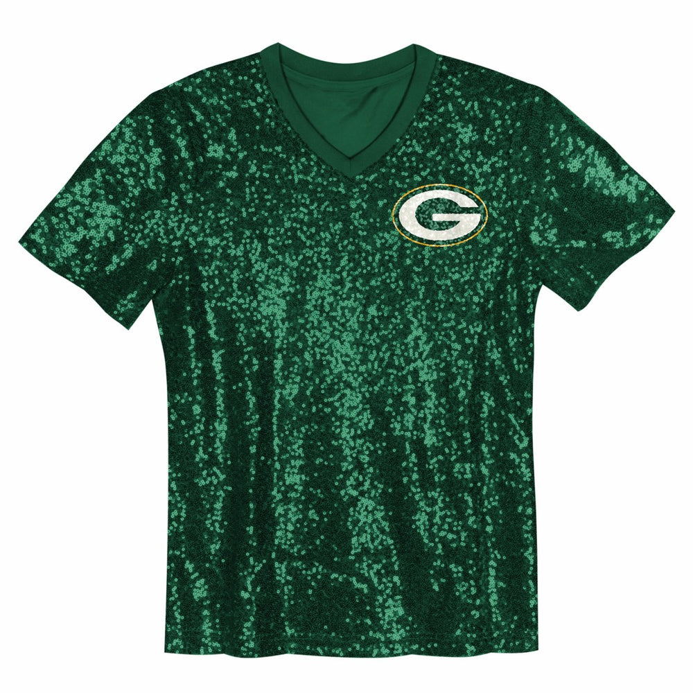 Jordan Love  Girls Youth Sequin V-Neck Fashion Jersey - Green Bay Packers