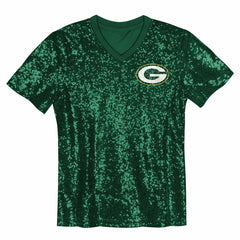 Jordan Love  Girls Youth Sequin V-Neck Fashion Jersey - Green Bay Packers