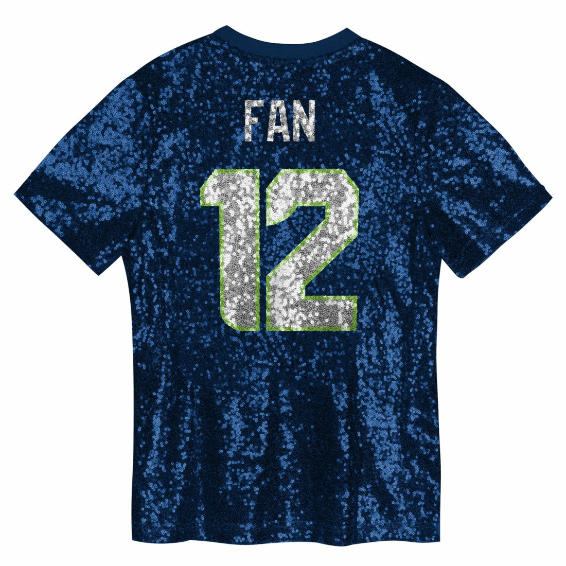 12 Fan  Girls Youth Sequin V-Neck Fashion Jersey - Seattle Seahawks