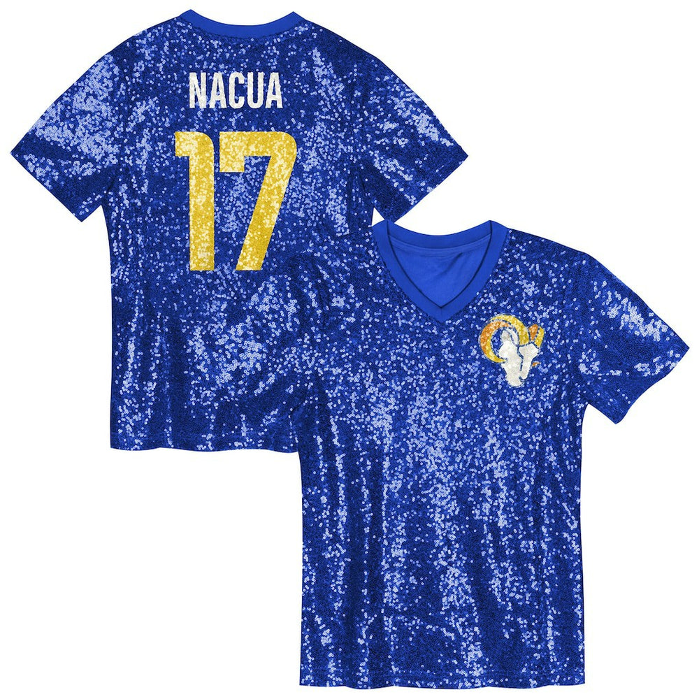 Puka Nacua  Girls Youth Sequin V-Neck Fashion Jersey - Los Angeles Rams