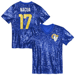 Puka Nacua  Girls Youth Sequin V-Neck Fashion Jersey - Los Angeles Rams