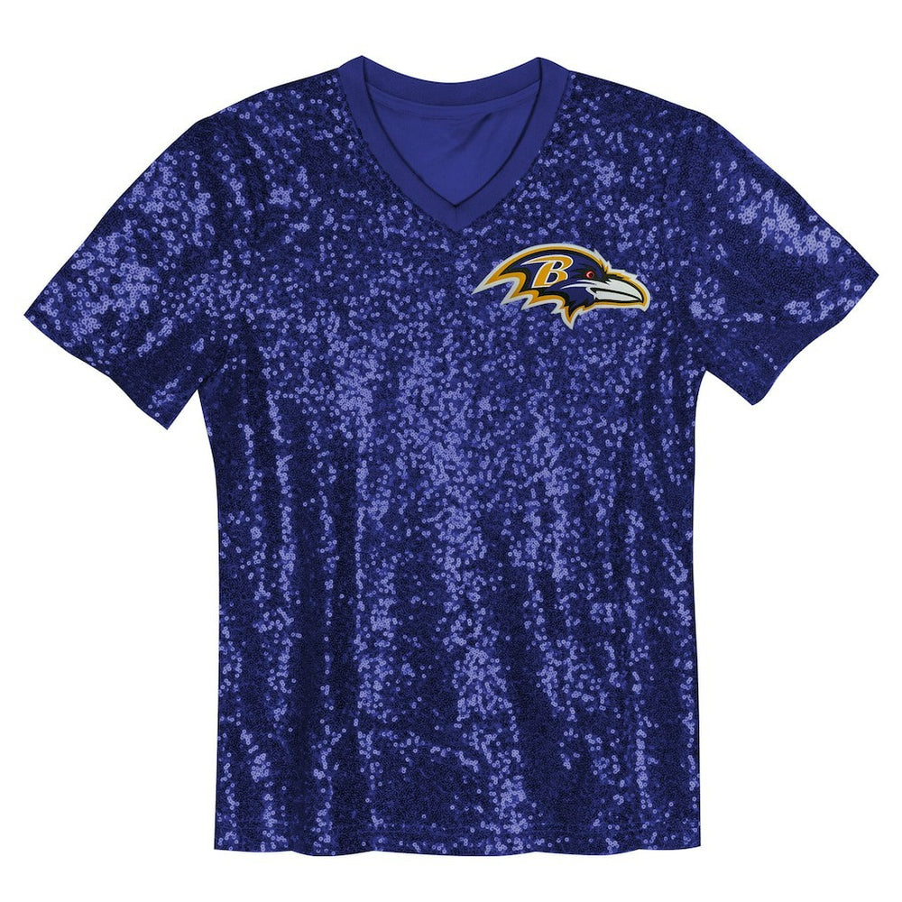 Lamar Jackson  Girls Youth Sequin V-Neck Fashion Jersey - Baltimore Ravens