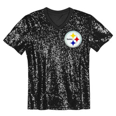 T.J. Watt  Girls Youth Sequin V-Neck Fashion Jersey - Pittsburgh Steelers