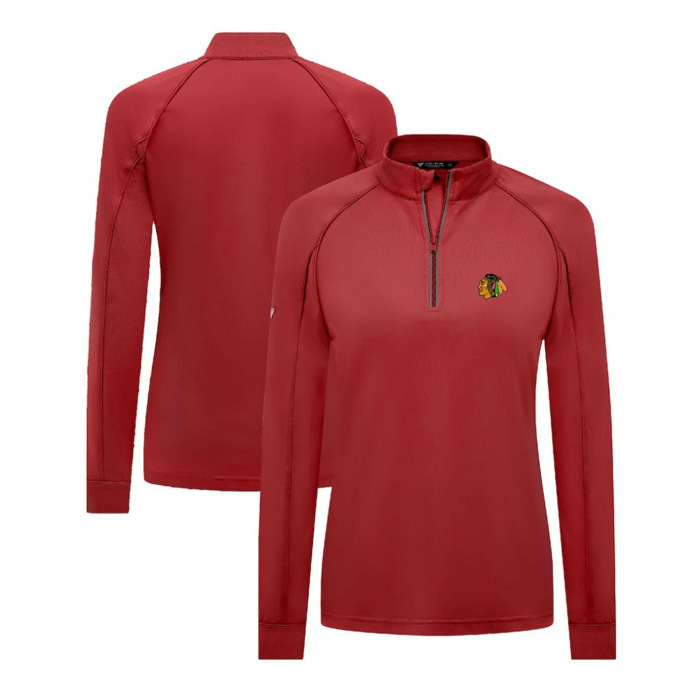 NHL Red Chicago Blackhawks Levelwear Women's Kinetic Insignia Core Quarter-Zip Pullover Top