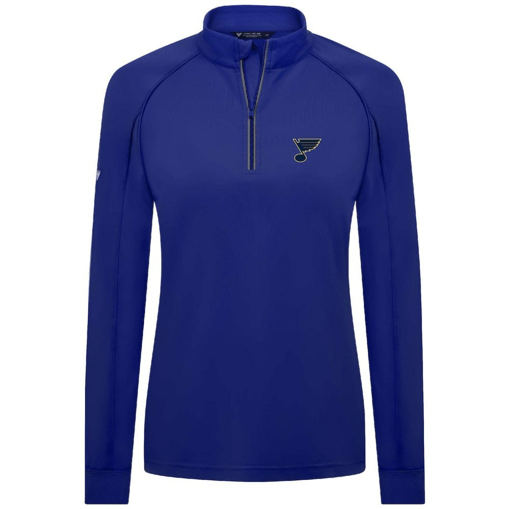 NHL Blue St. Louis Blues Levelwear Women's Kinetic Insignia Core Quarter-Zip Pullover Top