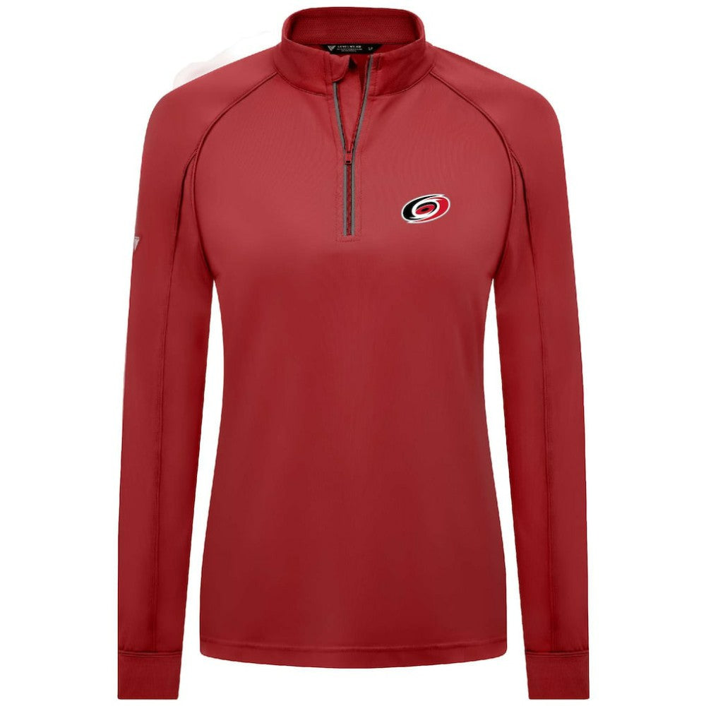 NHL Red Carolina Hurricanes Levelwear Women's Kinetic Insignia Core Quarter-Zip Pullover Top
