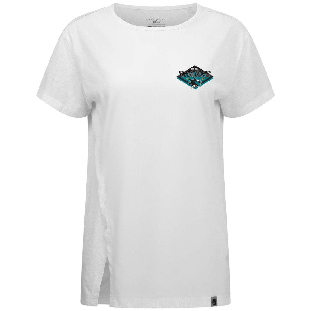 NHL White San Jose Sharks Levelwear Women's Influx Club Patch 2.0 T-Shirt