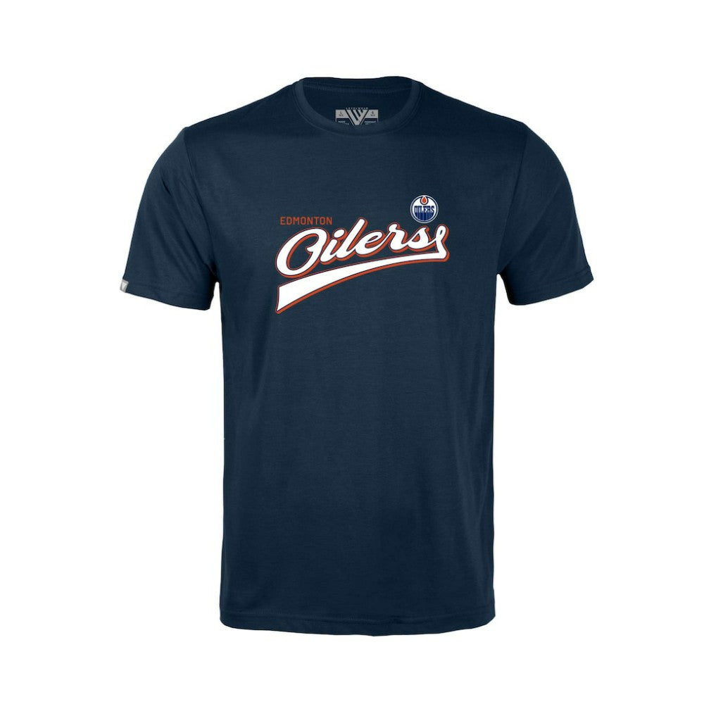 NHL Navy Edmonton Oilers Levelwear Youth Little Richmond Retro Script T-Shirt