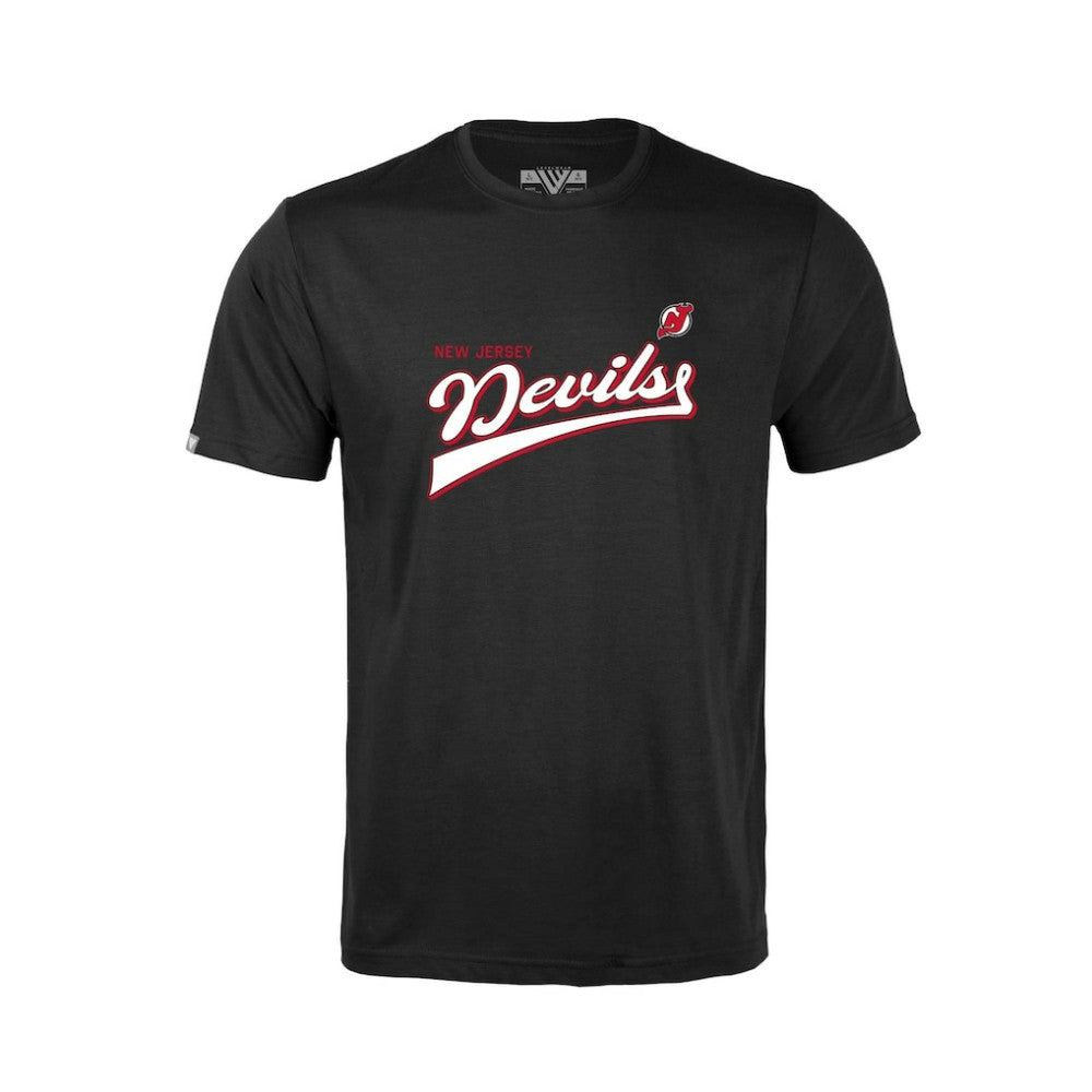 NHL Black New Jersey Devils Levelwear Youth Little Richmond Retro Script T-Shirt