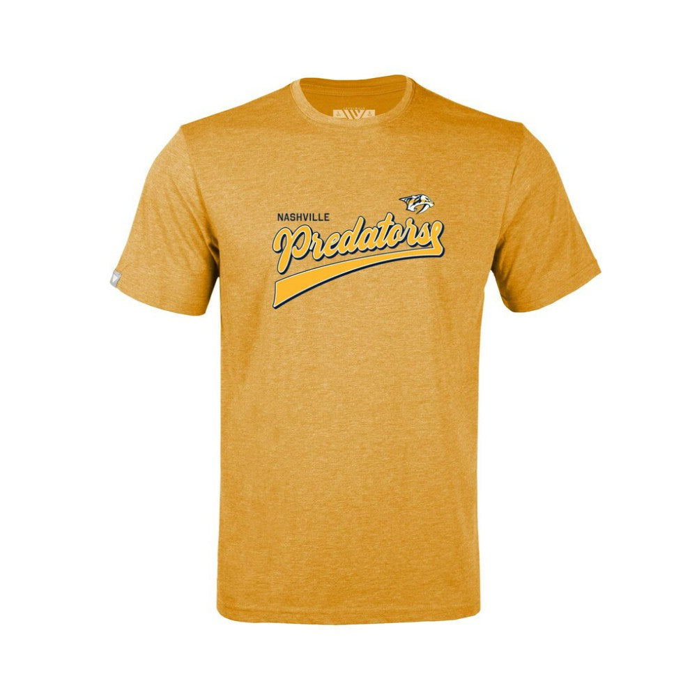 NHL Gold Nashville Predators Levelwear Youth Little Richmond Retro Script T-Shirt