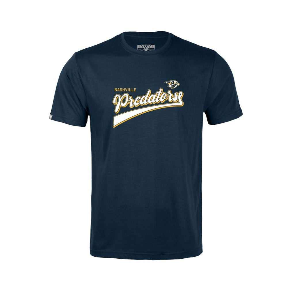 NHL Navy Nashville Predators Levelwear Youth Little Richmond Retro Script T-Shirt