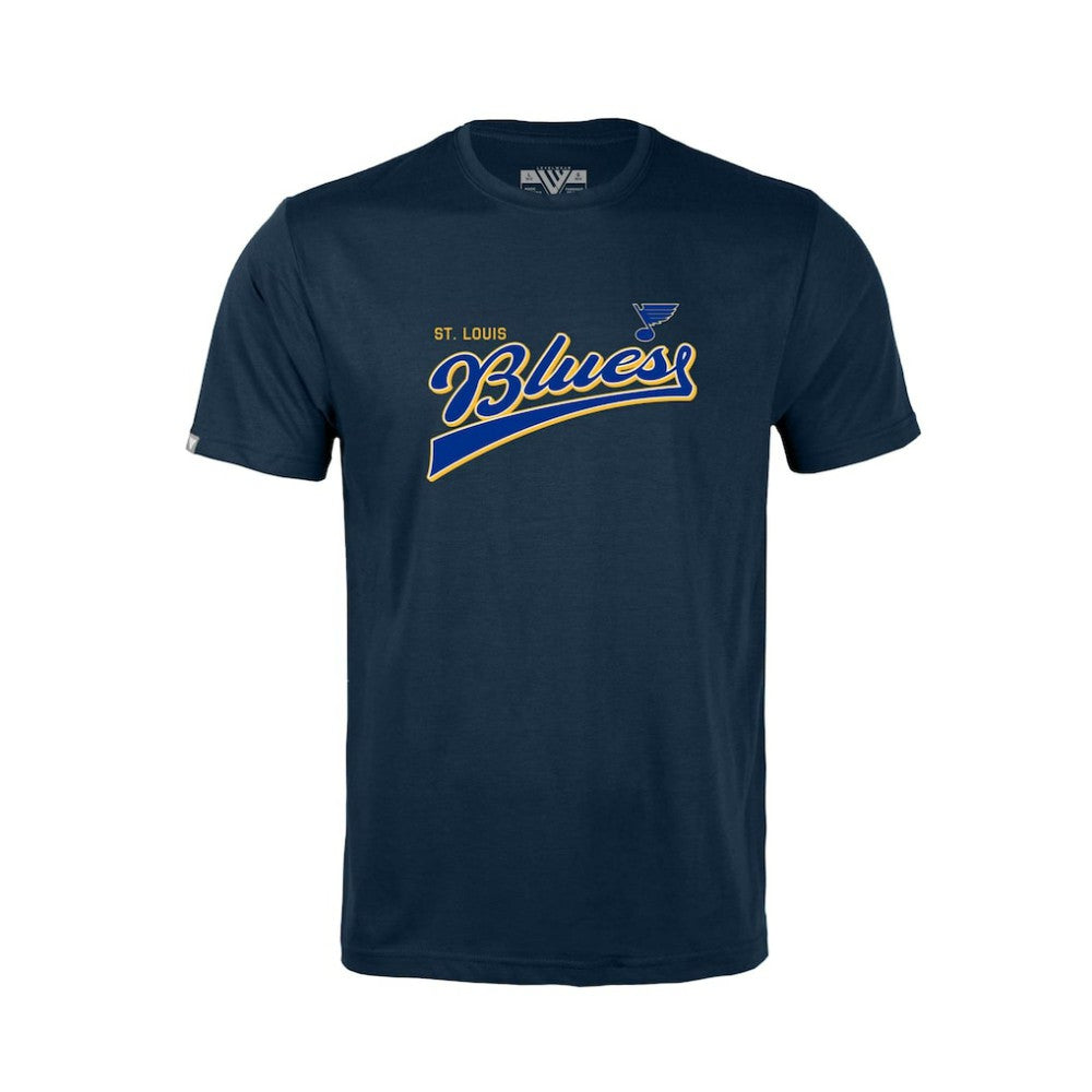 NHL Navy St. Louis Blues Levelwear Youth Little Richmond Retro Script T-Shirt