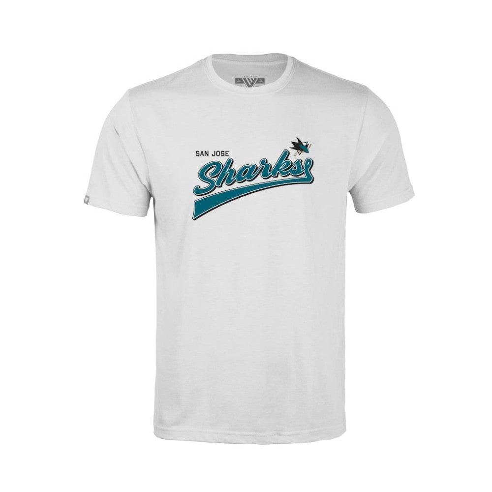 NHL White San Jose Sharks Levelwear Youth Little Richmond Retro Script T-Shirt