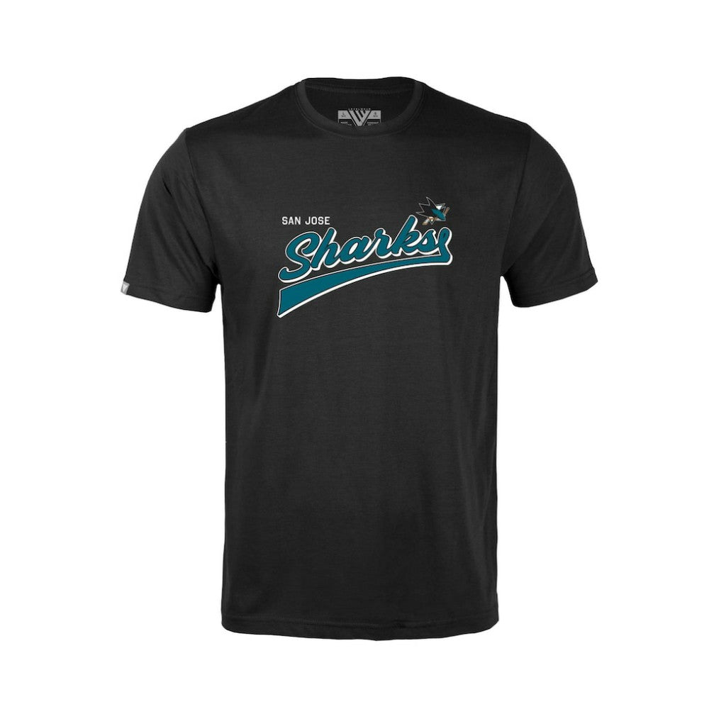 NHL Black San Jose Sharks Levelwear Youth Little Richmond Retro Script T-Shirt
