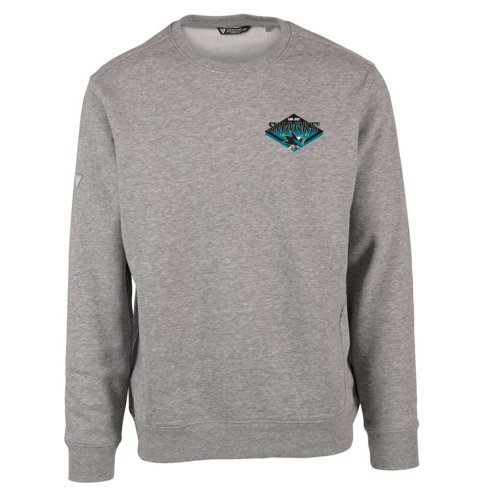 NHL Heather Gray San Jose Sharks Levelwear Zane Club Patch 2.0 Pullover Sweatshirt