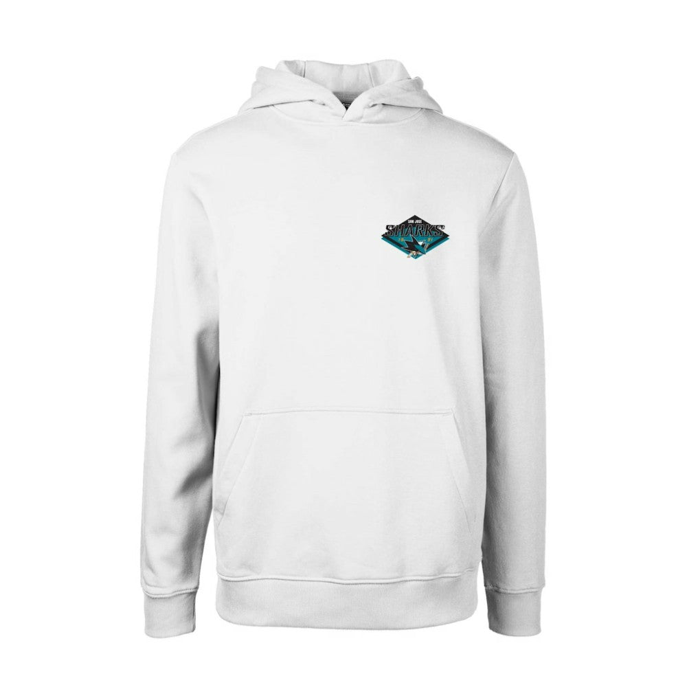 NHL White San Jose Sharks Levelwear Youth Podium Club Patch 2.0 Fleece Pullover Hoodie
