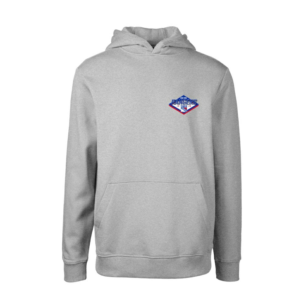 NHL Gray New York Rangers Levelwear Youth Podium Club Patch 2.0 Fleece Pullover Hoodie