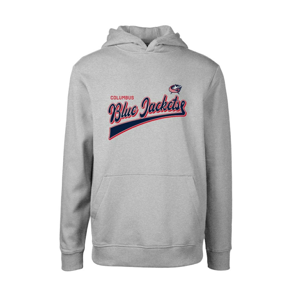 NHL Gray Columbus Blue Jackets Levelwear Youth Podium Retro Script Fleece Pullover Hoodie