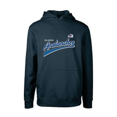 NHL Navy Colorado Avalanche Levelwear Youth Podium Retro Script Fleece Pullover Hoodie