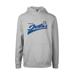 NHL Gray Winnipeg Jets Levelwear Youth Podium Retro Script Fleece Pullover Hoodie