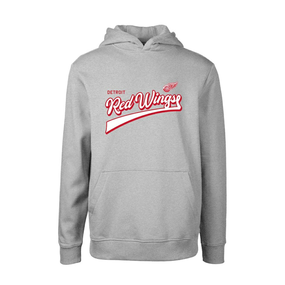 NHL Gray Detroit Red Wings Levelwear Youth Podium Retro Script Fleece Pullover Hoodie
