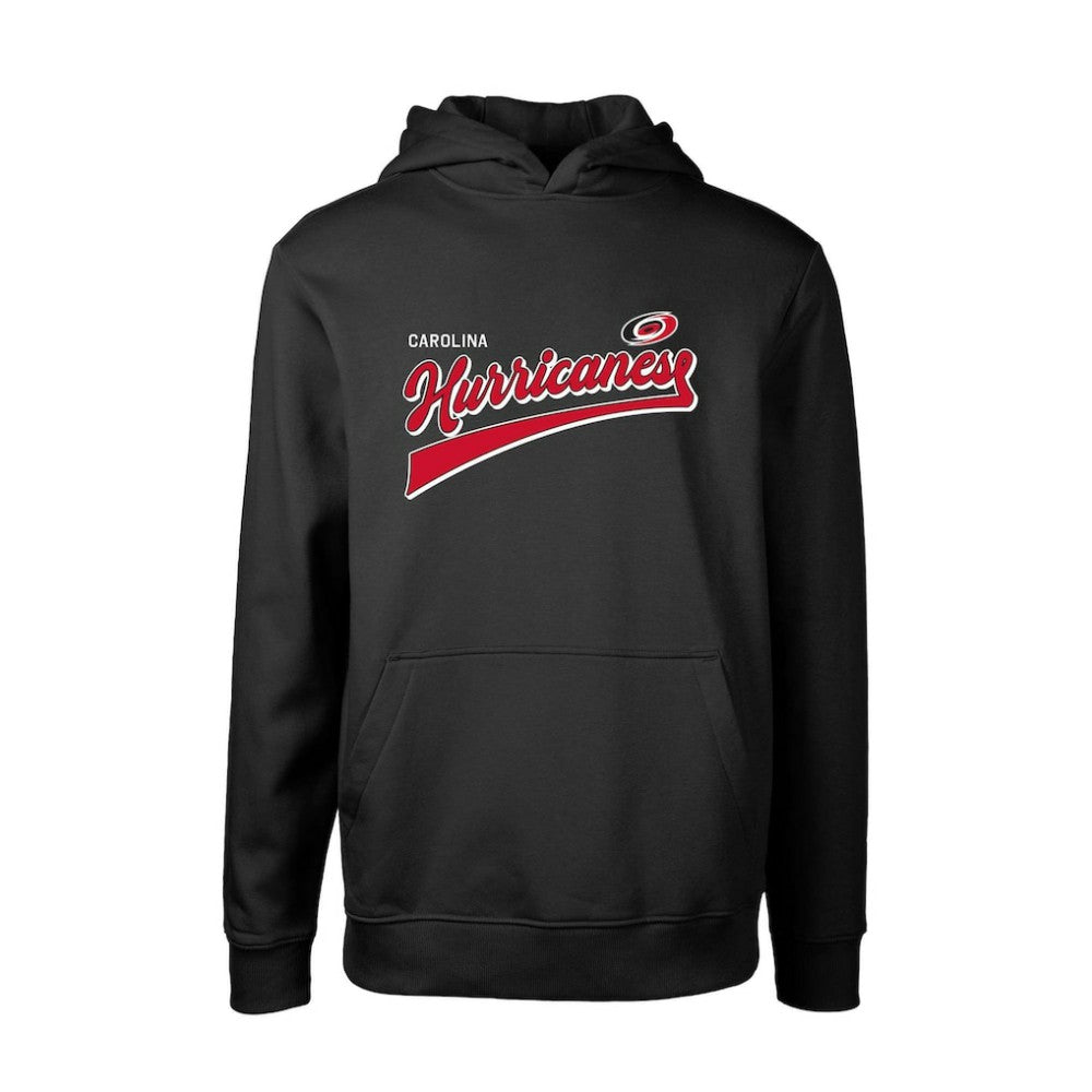 NHL Black Carolina Hurricanes Levelwear Youth Podium Retro Script Fleece Pullover Hoodie